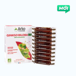 ARKOPHARMA Ginkgo Biloba Bio hỗ trợ tăng cường tuần hoàn máu não, cải thiện trí nhớ (Hộp 20 ống)
