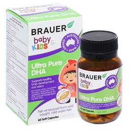 VIÊN UỐNG HỖ TRỢ PHÁT TRIỂN NÃO BỘ BRAUER BABY & KIDS ULTRA PURE DHA 60V