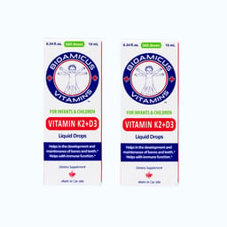 Combo 2 Dung dịch Bioamicus For Infants And Children Vitamin K2 And D3 hỗ trợ tốt cho xương, răng của bé (10ml)