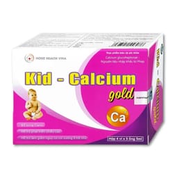 Dung dịch uống Kid-Calcium Gold 5ml Home Health Vina bổ sung calci giúp xương, răng chắc khỏe (4 vỉ x 5 ống)