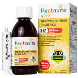 Pentavite Gold Multivitamin + Iron Liquid Kids bổ sung vitamin và khoáng chất chai 200ml