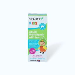 Siro BRAUER Kids Liquid Multivitamin With Iron (chai 200ml) giúp tăng miễn dịch