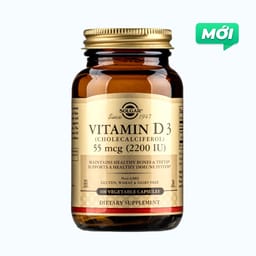 Solgar vitamin D3 2200IU Hỗ Trợ Xương (Chai 100 Viên)
