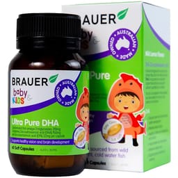 VIÊN UỐNG HỖ TRỢ PHÁT TRIỂN NÃO BỘ BRAUER BABY & KIDS ULTRA PURE DHA 60V