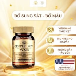 Solgar Iron Bis glycinate Hỗ Trợ Bổ Sung Sắt 25mg (Chai 90 Viên)