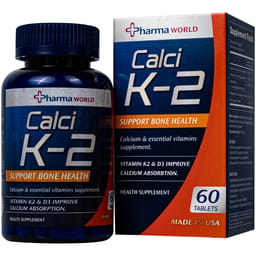 VIÊN UỐNG BỔ SUNG CANXI, GIẢM NGUY CƠ LOÃNG XƯƠNG PHARMA WORLD CALCI K-2 60V