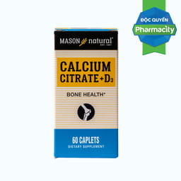 Viên uống Canxi hữu cơ Mason Natural Calcium Citrate + D3 (Hộp 60 viên)