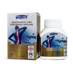 Viên uống Glucosamine 1500 Plus Shark Cartilage Vital Code hỗ trợ duy trì sức khoẻ và chức năng khớp (Hộp 100 viên)
