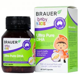 VIÊN UỐNG HỖ TRỢ PHÁT TRIỂN NÃO BỘ BRAUER BABY & KIDS ULTRA PURE DHA 60V