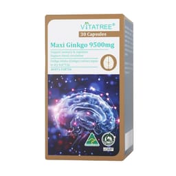 Viên uống Maxi Ginkgo 9500mg Vitatree hỗ trợ tăng cường tuần hoàn máu não (Hộp 30 viên)