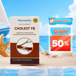Viên uống Pharmacity Cholest YB hỗ trợ giảm cholesterol máu, giảm mỡ máu (Hộp 30 viên nang cứng)