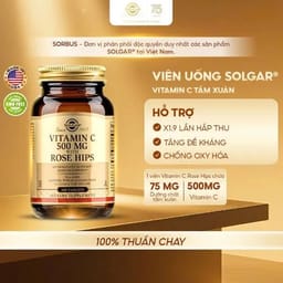 Viên uống Solgar Vitamin C 500mg w Rose Hips (lọ 100 viên) bổ sung vitamin C
