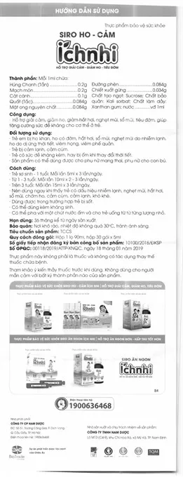 SIRO HO CẢM ÍCH NHI NAM DƯỢC 30 GÓI X 5ML 13