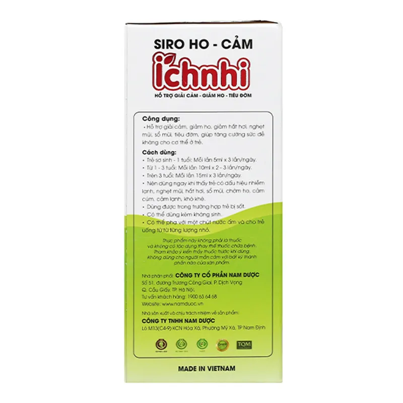 SIRO HO CẢM ÍCH NHI NAM DƯỢC 30 GÓI X 5ML 7