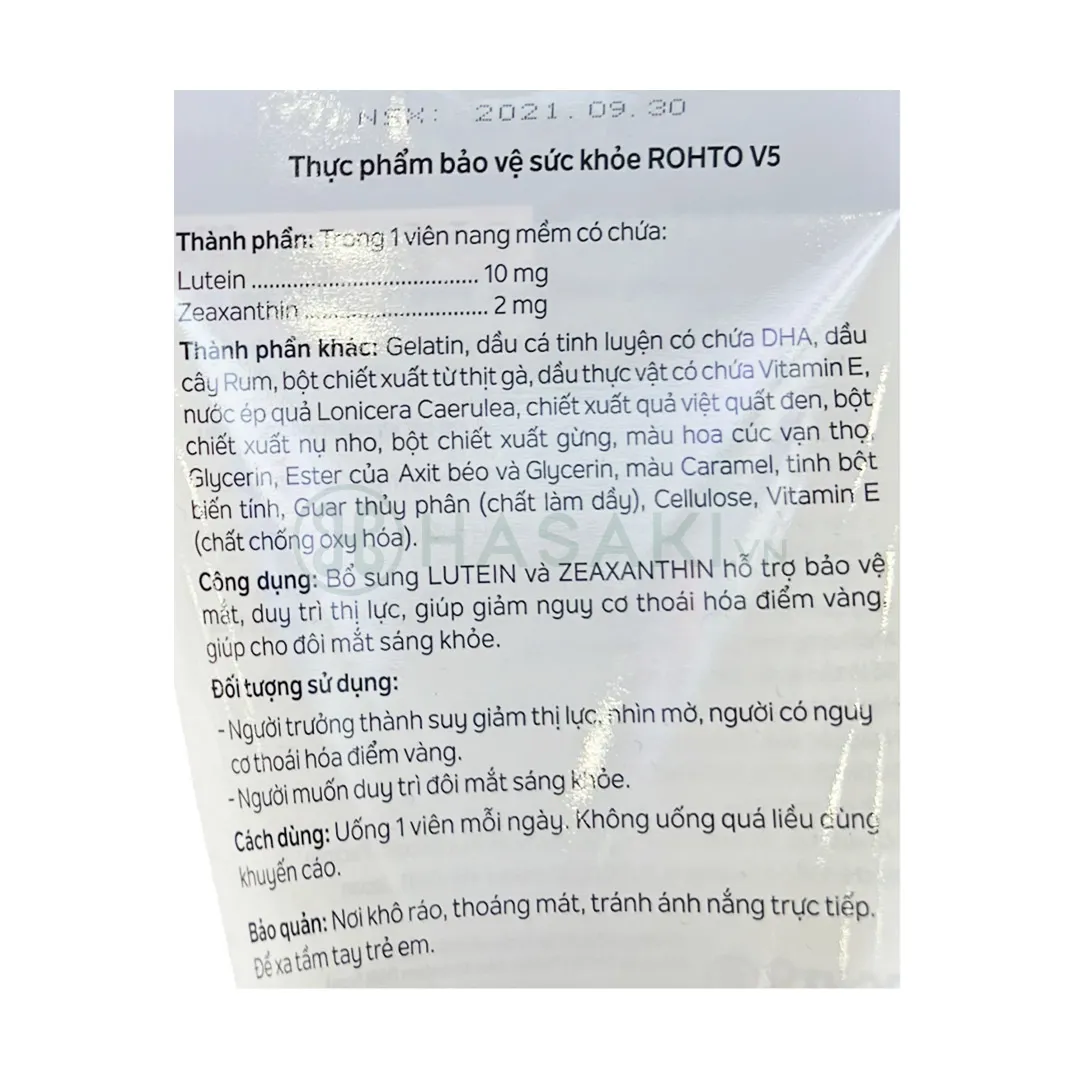 Viên uống bổ mắt Rohto V5 bổ mắt, hỗ trợ cải thiện thị lực (hộp 30 viên) 2
