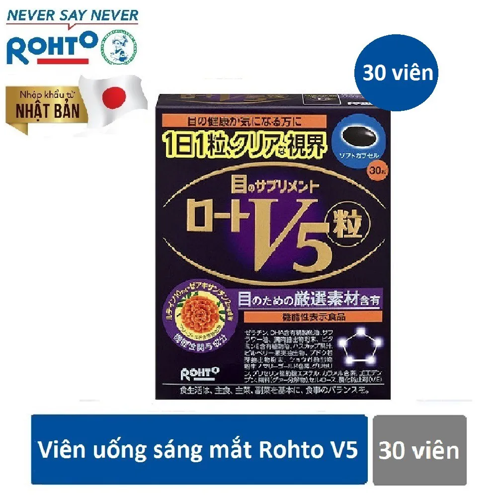 Viên uống bổ mắt Rohto V5 bổ mắt, hỗ trợ cải thiện thị lực (hộp 30 viên) 3