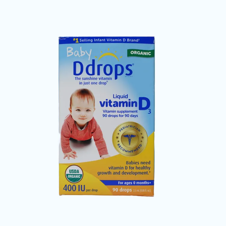 Bổ sung Vitamin D3 Ddrop Baby hỗ trợ hấp thu calci cho trẻ sơ sinh (Chai 2.5ml)