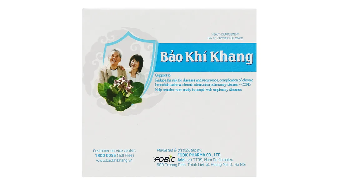 Bảo Khí Khang hỗ trợ các bệnh đường hô hấp hộp 2 lọ x 60 viên 12