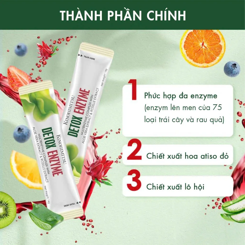 Bột uống thải độc, kiểm soát cân nặng Kinohimitsu Detox Enzyme (14g X 30 gói) 10