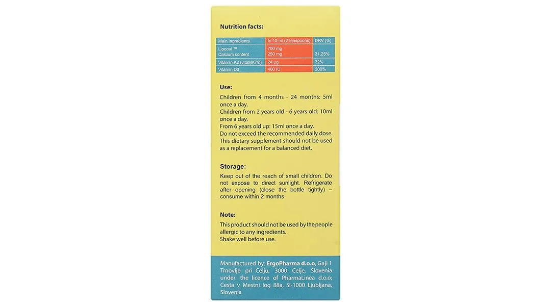 SIRO GIÚP XƯƠNG, RĂNG CHẮC KHỎE BESTICAL ERGOPHARMA 120ML 6