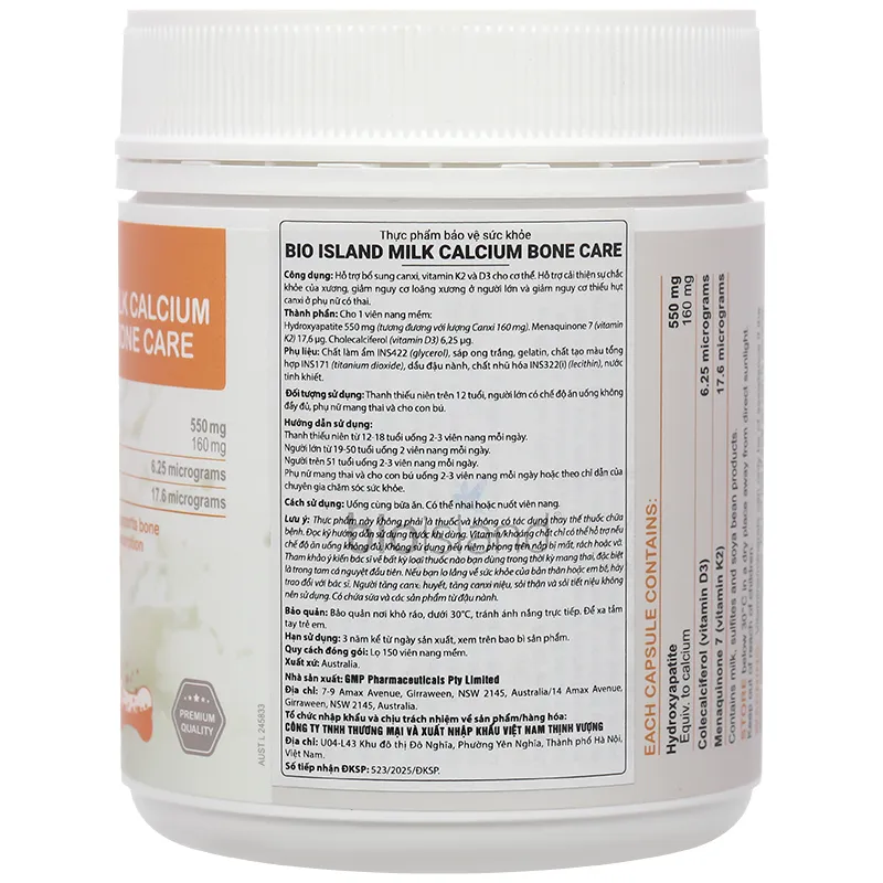 Thực phẩm bảo vệ sức khoẻ: Bio Island Milk Calcium Bone Care 5