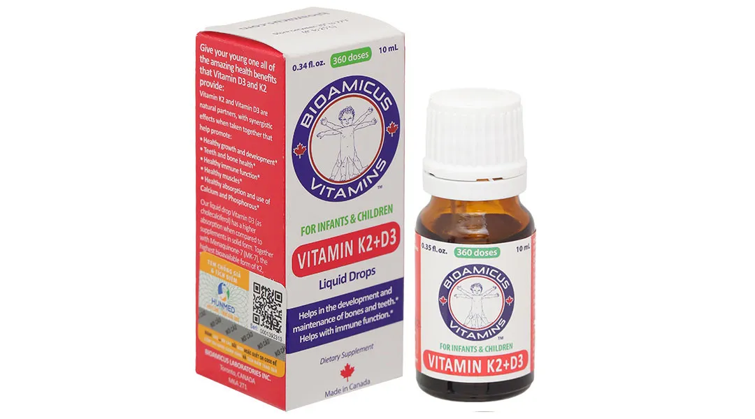 DUNG DỊCH GIÚP XƯƠNG RĂNG TRẺ CHẮC KHỎE BIOAMICUS VITAMIN K2 & D3 10ML 2