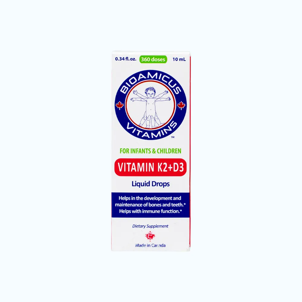 Bioamicus Vitamin K2 & D3 hỗ trợ tốt cho xương, răng của bé (Chai 10ml)
