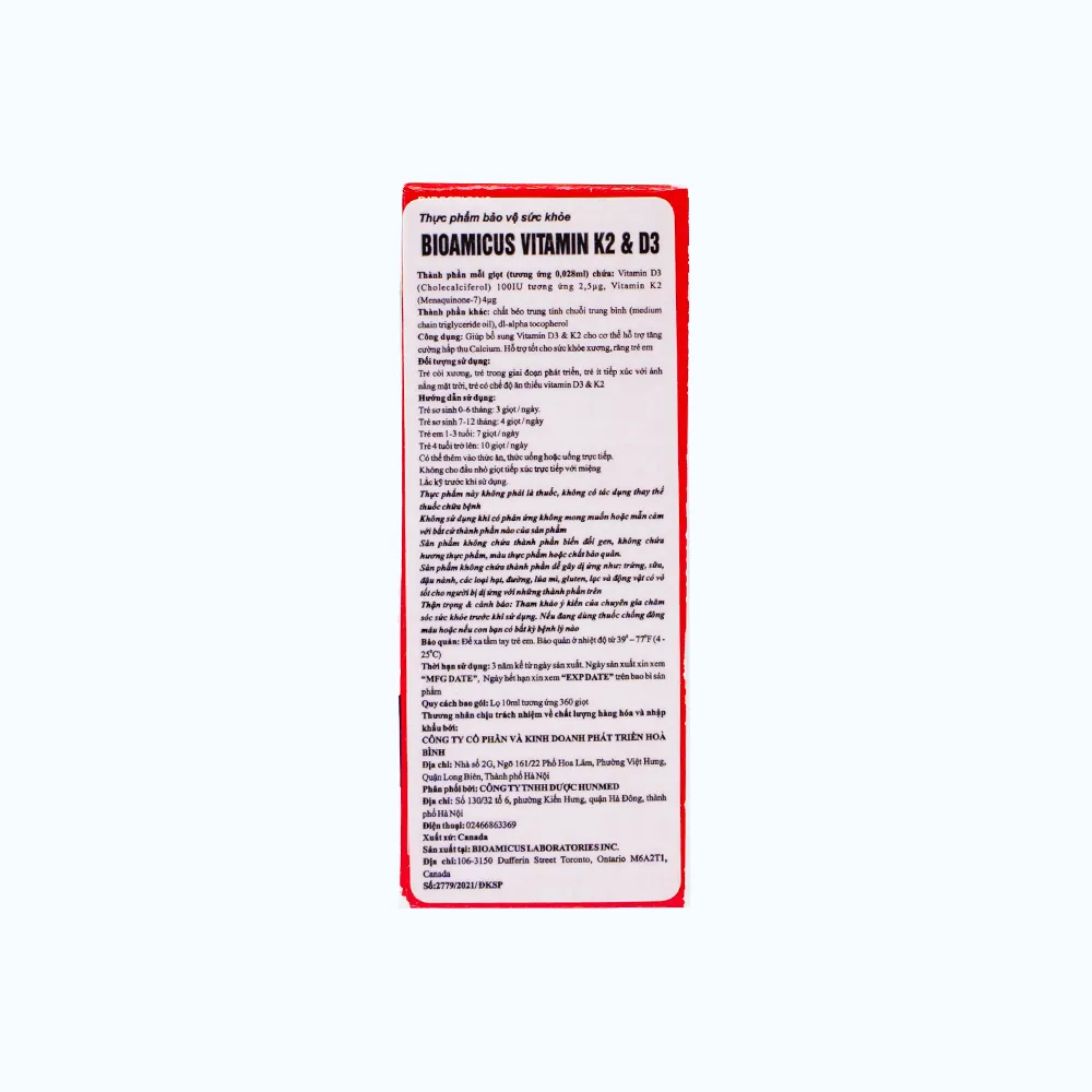 Bioamicus Vitamin K2 & D3 hỗ trợ tốt cho xương, răng của bé (Chai 10ml) 3