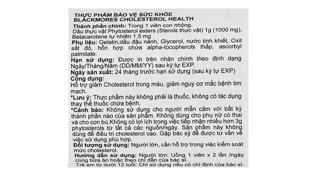 Blackmores Cholesterol Health lọ 60 viên 7
