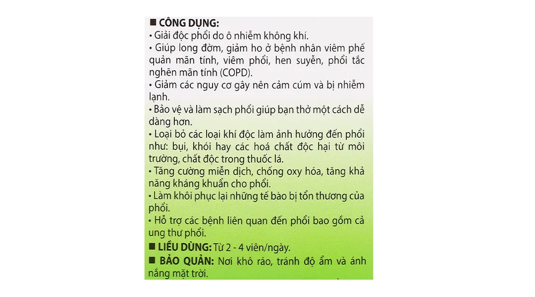 Viên uống BoniDetox (Hộp 30 viên) giúp hỗ trợ giải độc phổi 5
