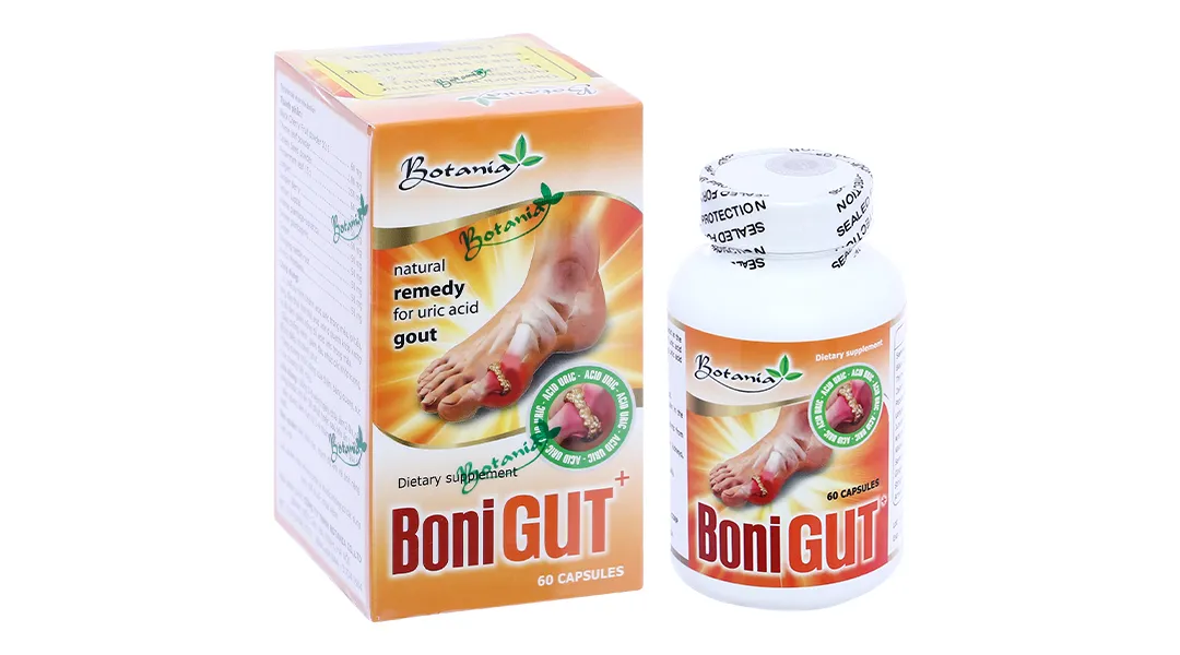 Boni Gut+ giúp đào thải acid uric, hỗ trợ giảm bệnh gout lọ 60 viên 2