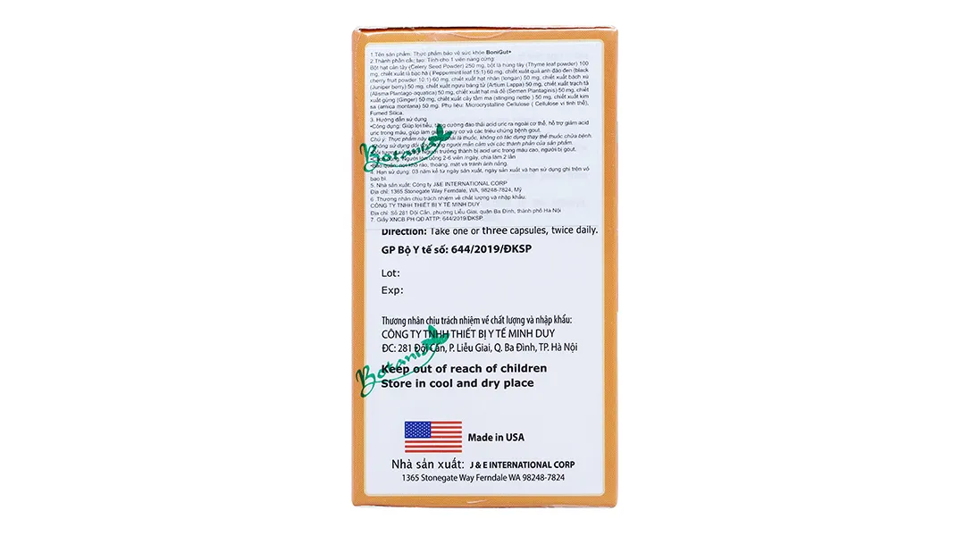 Boni Gut+ giúp đào thải acid uric, hỗ trợ giảm bệnh gout lọ 60 viên 5