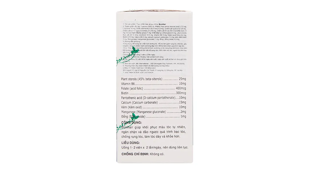 BoniHair giảm rụng tóc, tóc bạc sớm lọ 30 viên 5