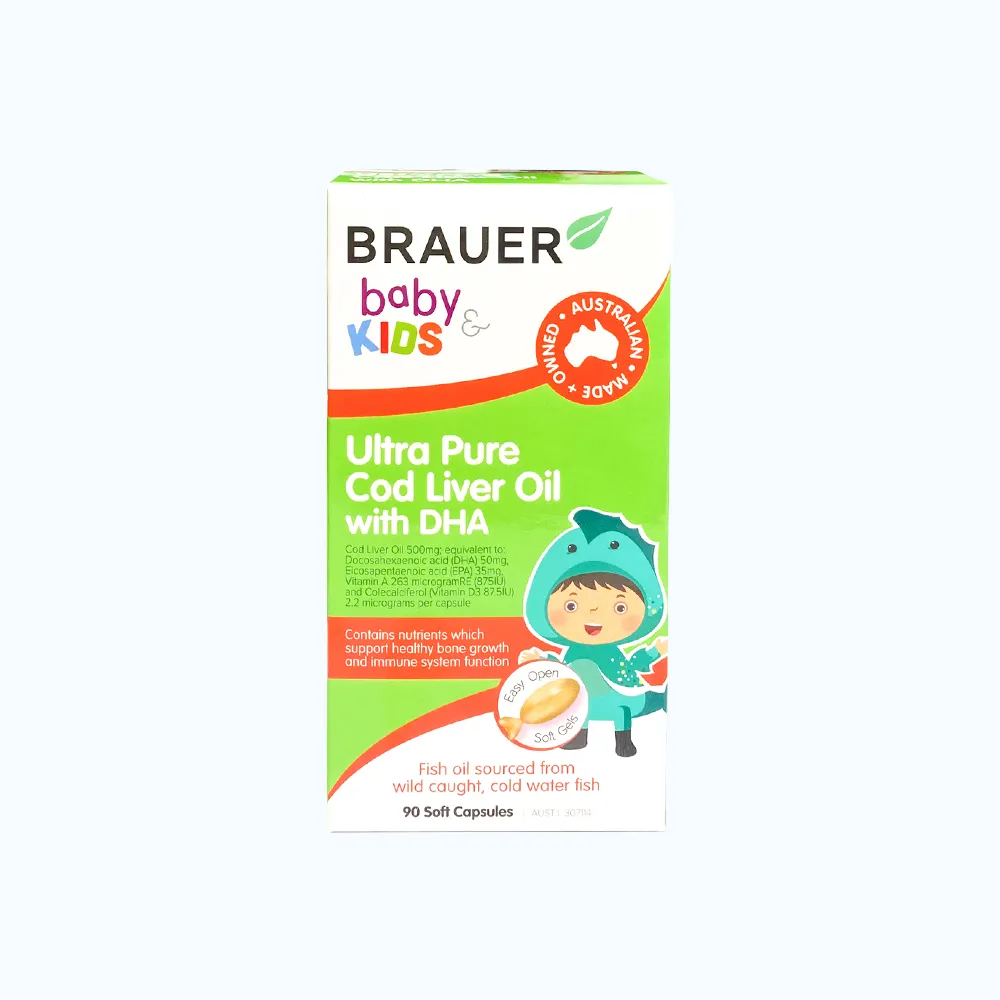 Brauer Baby & Kids Ultra Pure Cod Liver Oil with DHA (90 viên) giúp bé tập trung