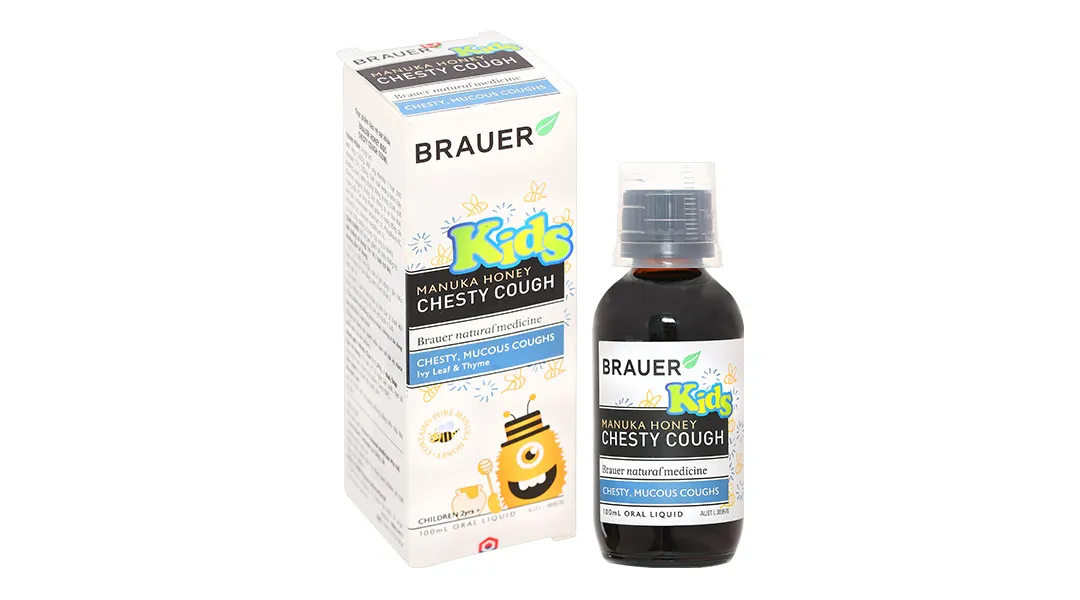 Thực phẩm bảo vệ sức khỏe Brauer Kids Manuka Honey Chesty Cough (100ml) 2