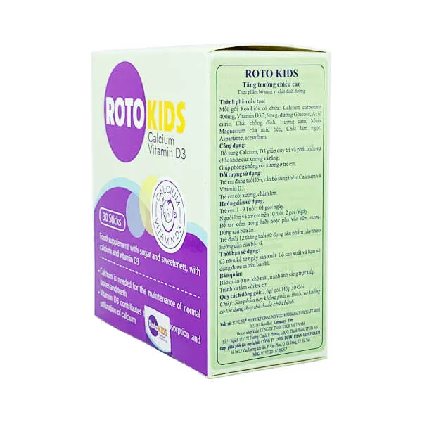 Cốm bổ sung Calcium, Vitamin D3 Rotokids (hộp 30 gói) 3
