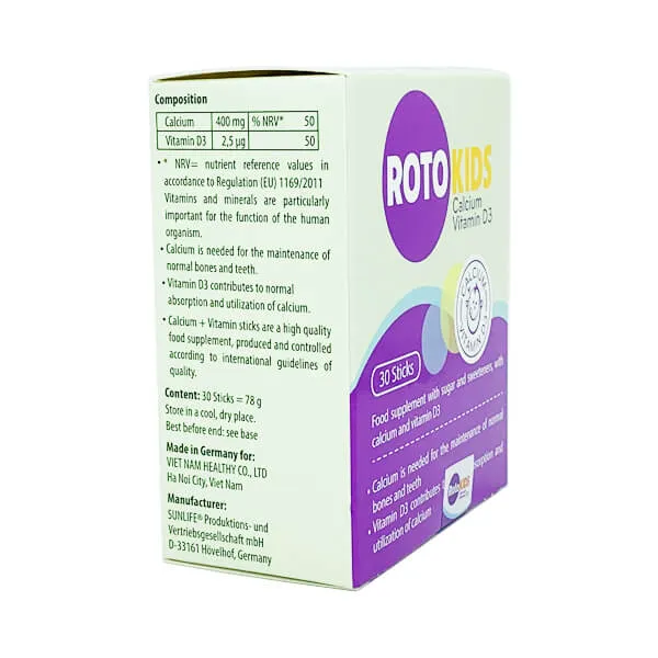 Cốm bổ sung Calcium, Vitamin D3 Rotokids (hộp 30 gói) 5