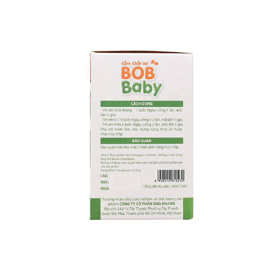 Cốm Chất Xơ BobBaby hỗ trợ bổ sung chất xơ (20 gói x 5g) 3