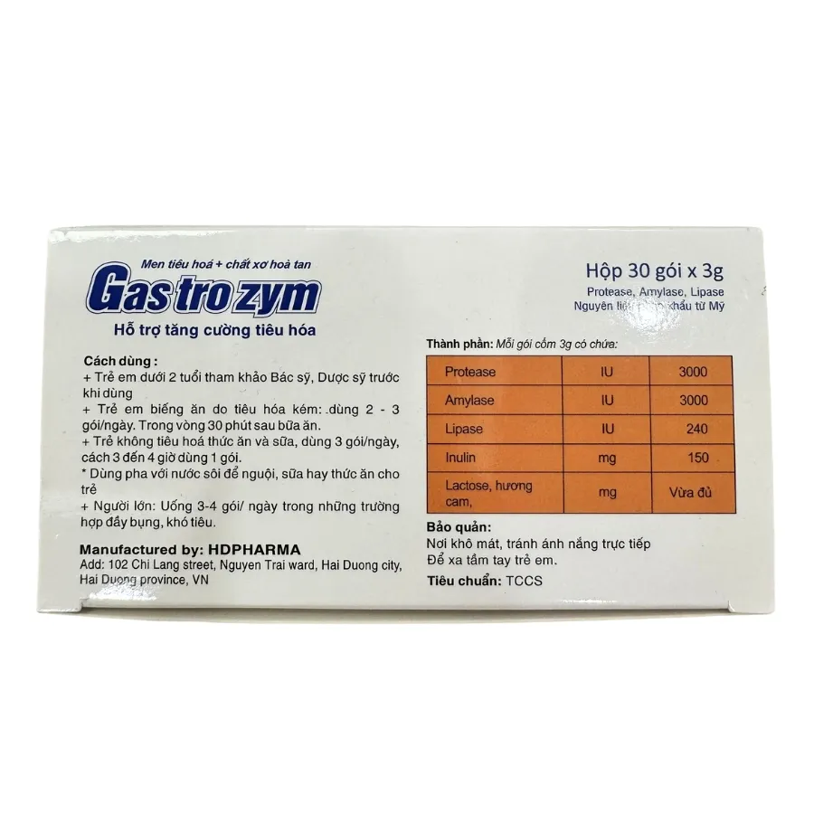 Cốm Gastrozym Tăng cường chức năng tiêu hoá (Hộp x 30 gói) 2