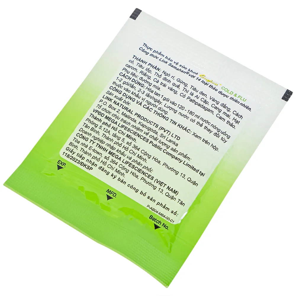 CỐM HỖ TRỢ LÀM GIẢM CÁC TRIỆU CHỨNG CẢM EUGICA COLD & FLU MEGA 10 GÓI 8