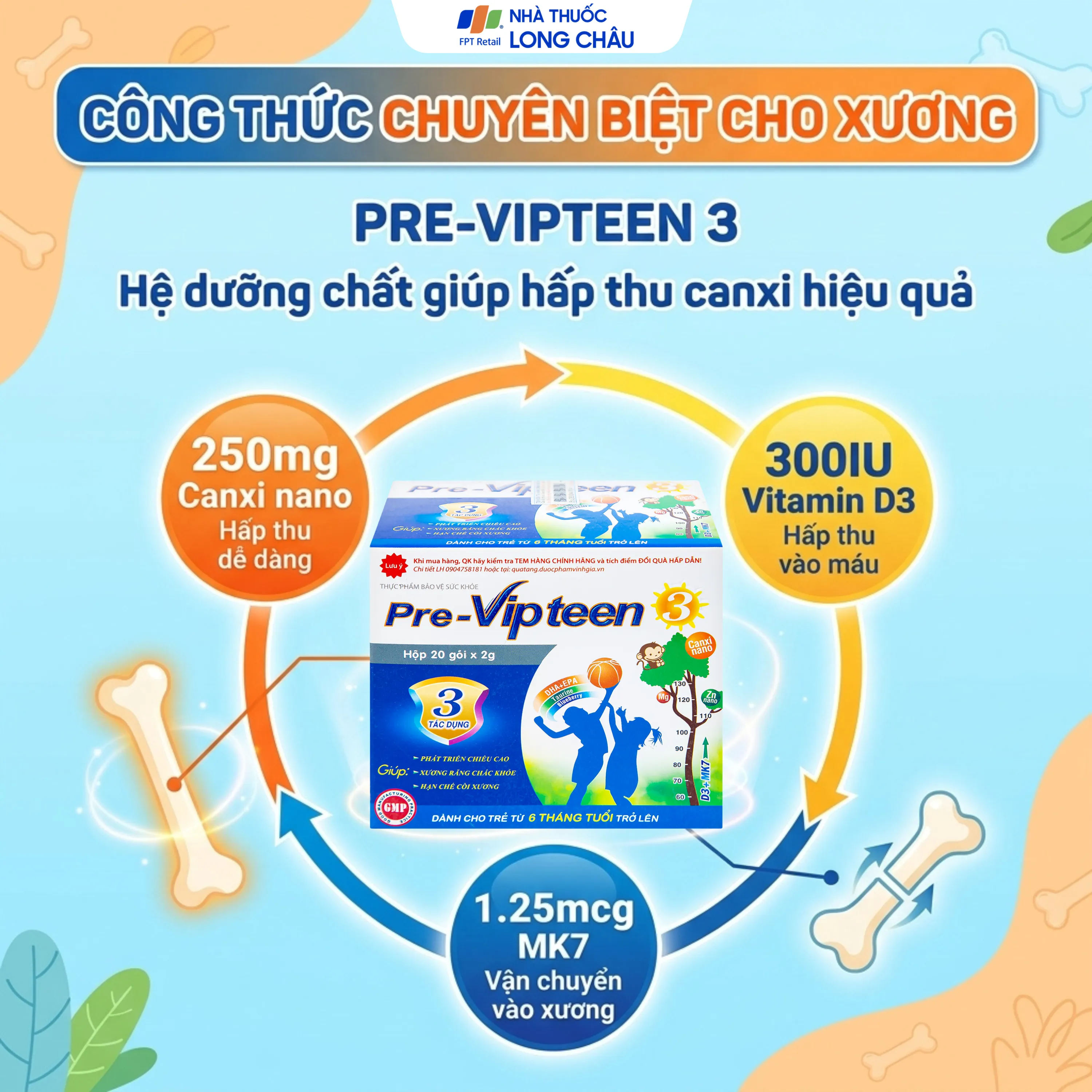 CỐM PHÁT TRIỂN CHIỀU CAO PRE-VIPTEEN 3 20 GÓI 3