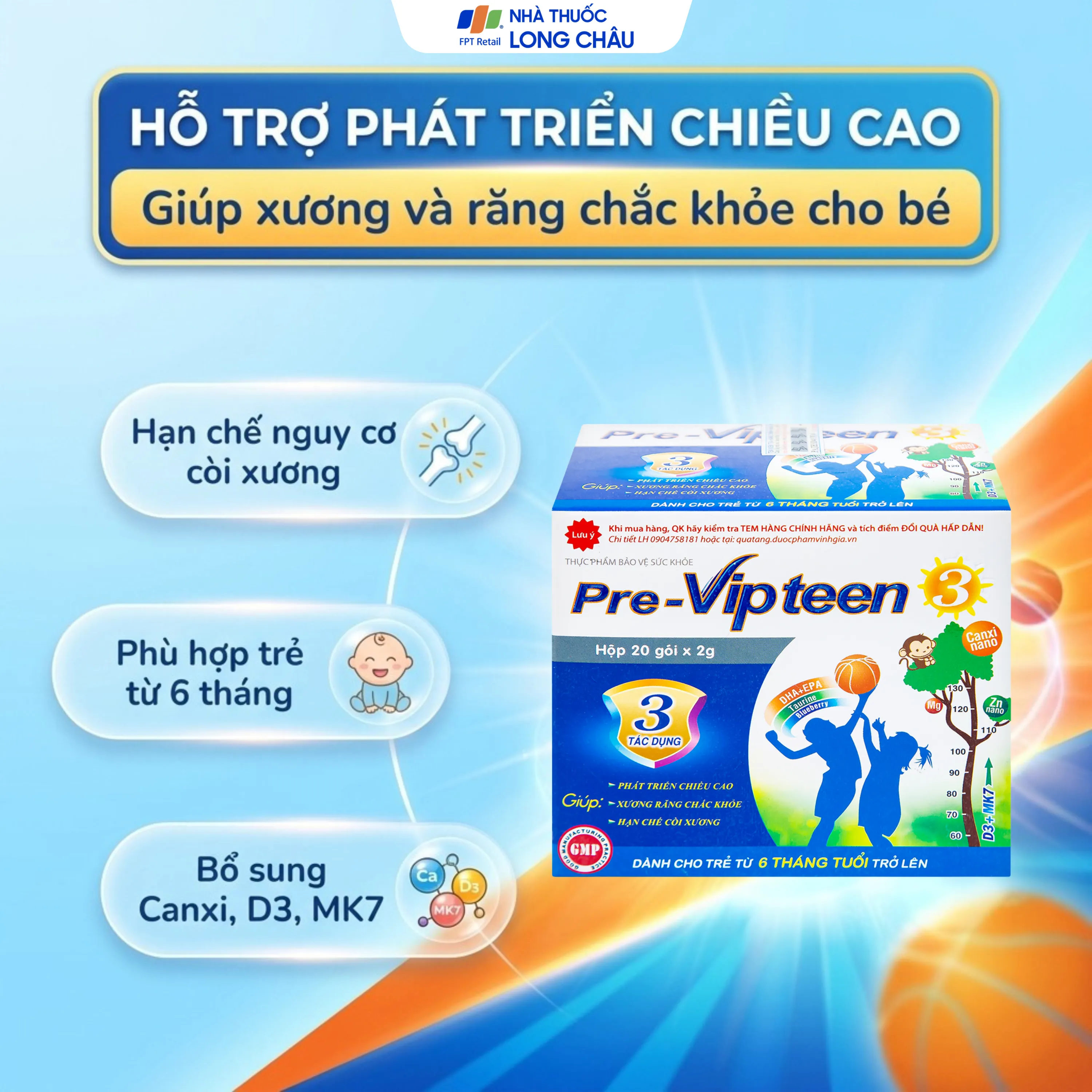 CỐM PHÁT TRIỂN CHIỀU CAO PRE-VIPTEEN 3 20 GÓI 4