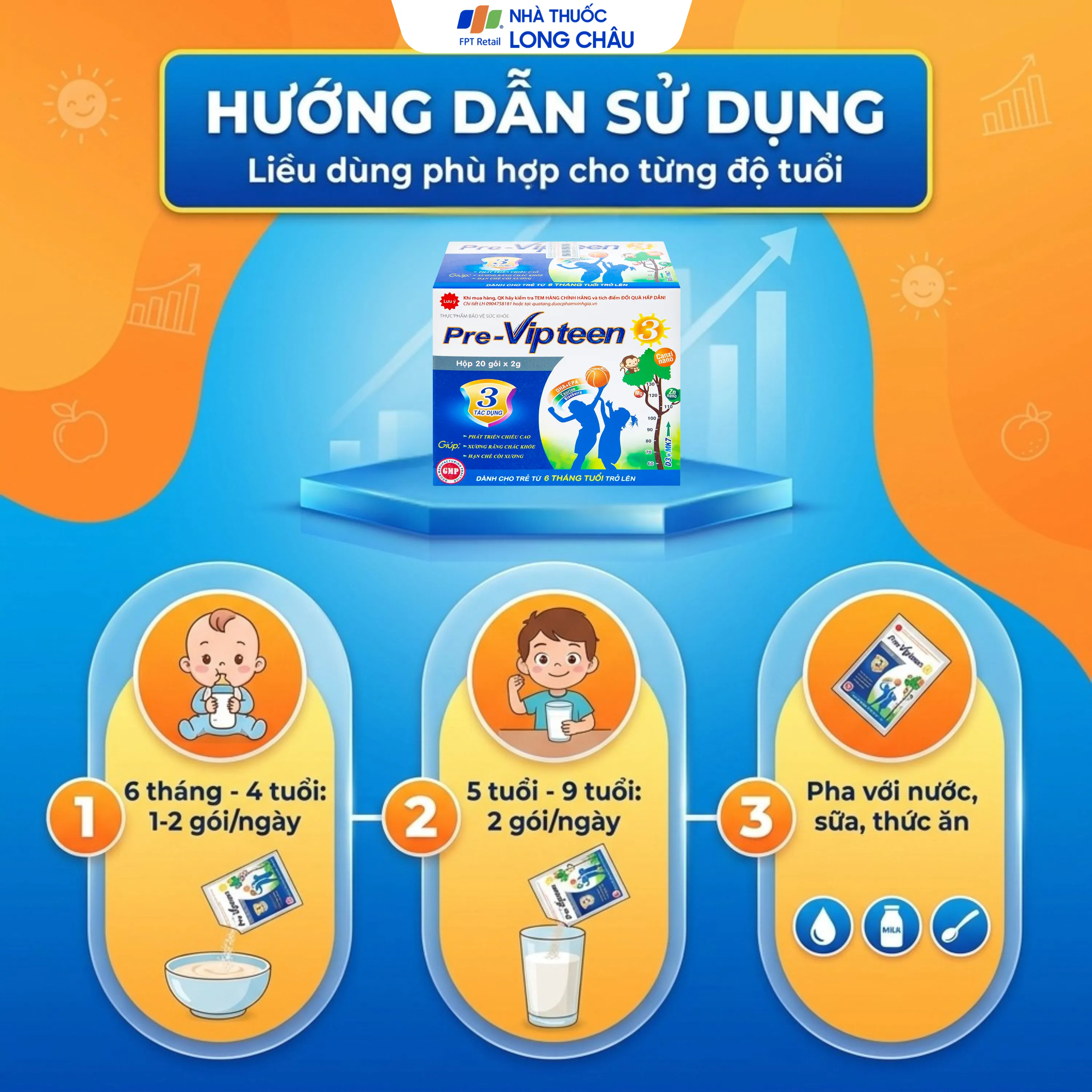CỐM PHÁT TRIỂN CHIỀU CAO PRE-VIPTEEN 3 20 GÓI 5