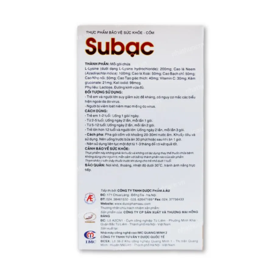 Cốm Subạc hỗ trợ tăng đề kháng, lành vết thương (Hộp 15 gói) 2