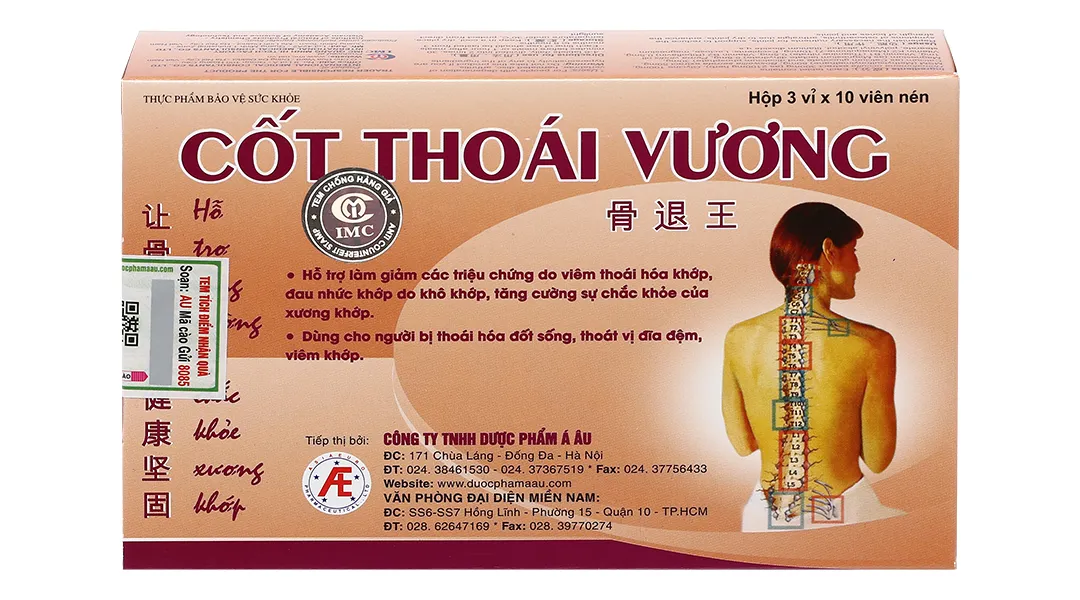 Cốt Thoái Vương hỗ trợ làm giảm các triệu chứng do viêm thoái hóa khớp, đau nhức khớp hộp 30 viên 7