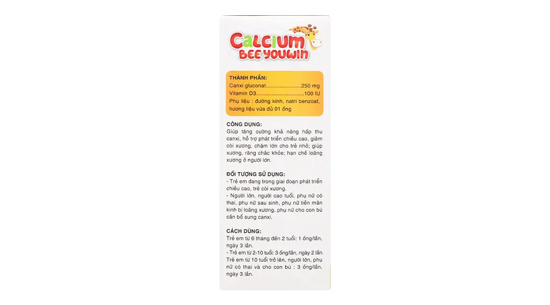 Calcium Beeyouwin Cali Usa hộp 20 ống 3