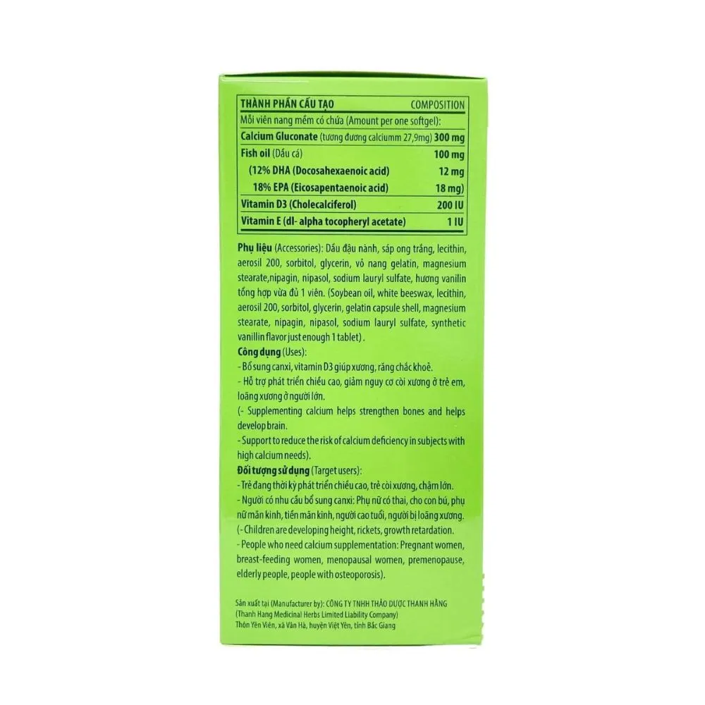 Viên uống Calcium Softgel Phòng loãng xương (Hộp 100 viên) 3