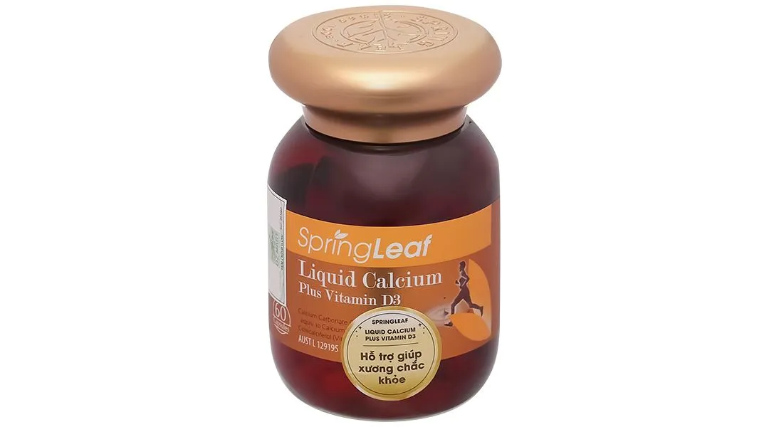 VIÊN UỐNG BỔ SUNG CANXI VÀ VITAMIN D3 GIÚP XƯƠNG CHẮC KHOẺ SPRING LEAF LIQUID CALCIUM PLUS VITAMIN D3 60V 2