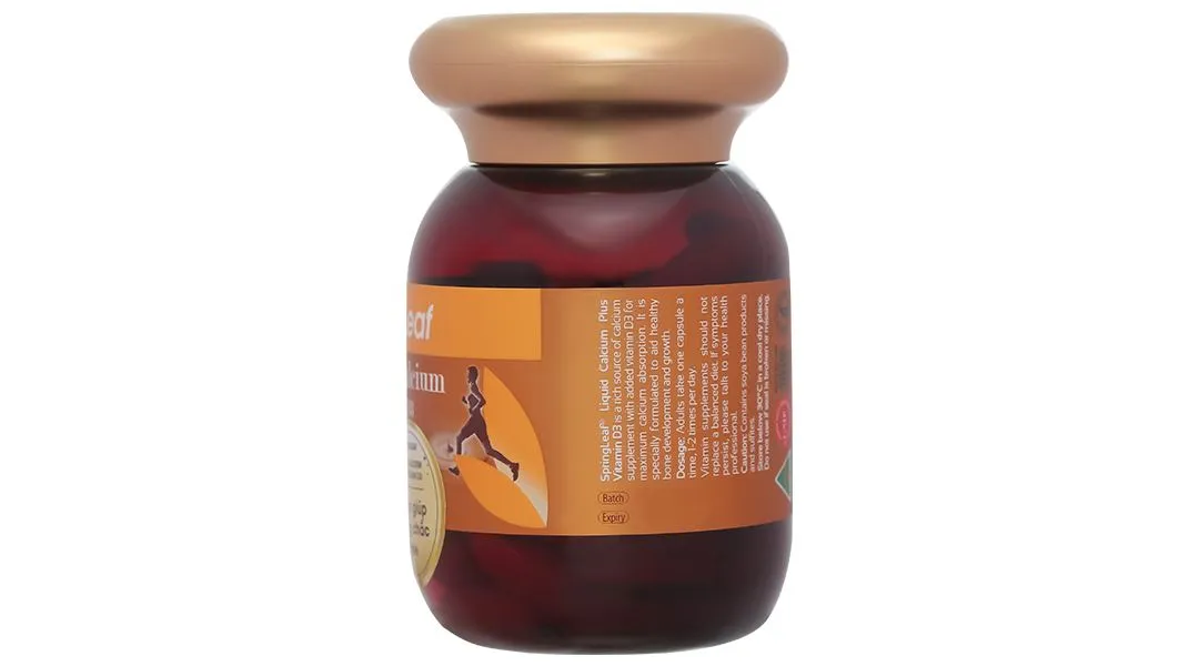 VIÊN UỐNG BỔ SUNG CANXI VÀ VITAMIN D3 GIÚP XƯƠNG CHẮC KHOẺ SPRING LEAF LIQUID CALCIUM PLUS VITAMIN D3 60V 4