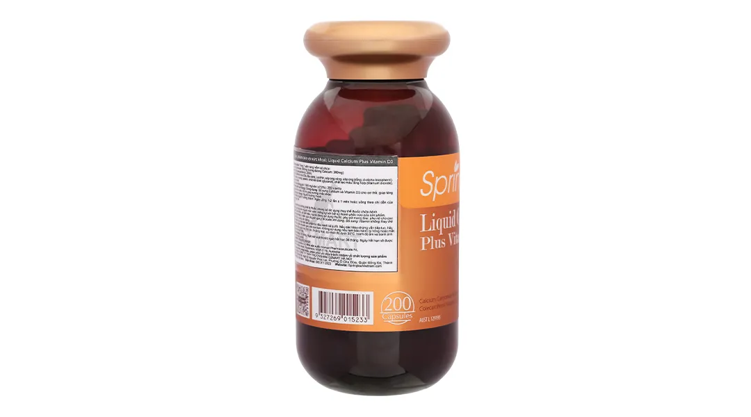 VIÊN UỐNG BỔ SUNG CANXI VÀ VITAMIN D3 GIÚP XƯƠNG CHẮC KHOẺ SPRING LEAF LIQUID CALCIUM PLUS VITAMIN D3 60V 11